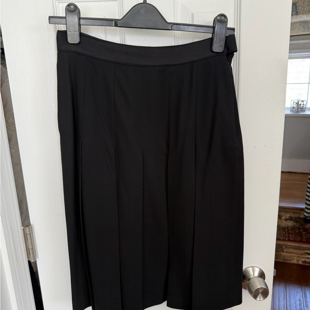 Brooks Brothers Black Pleated Midi Skirt